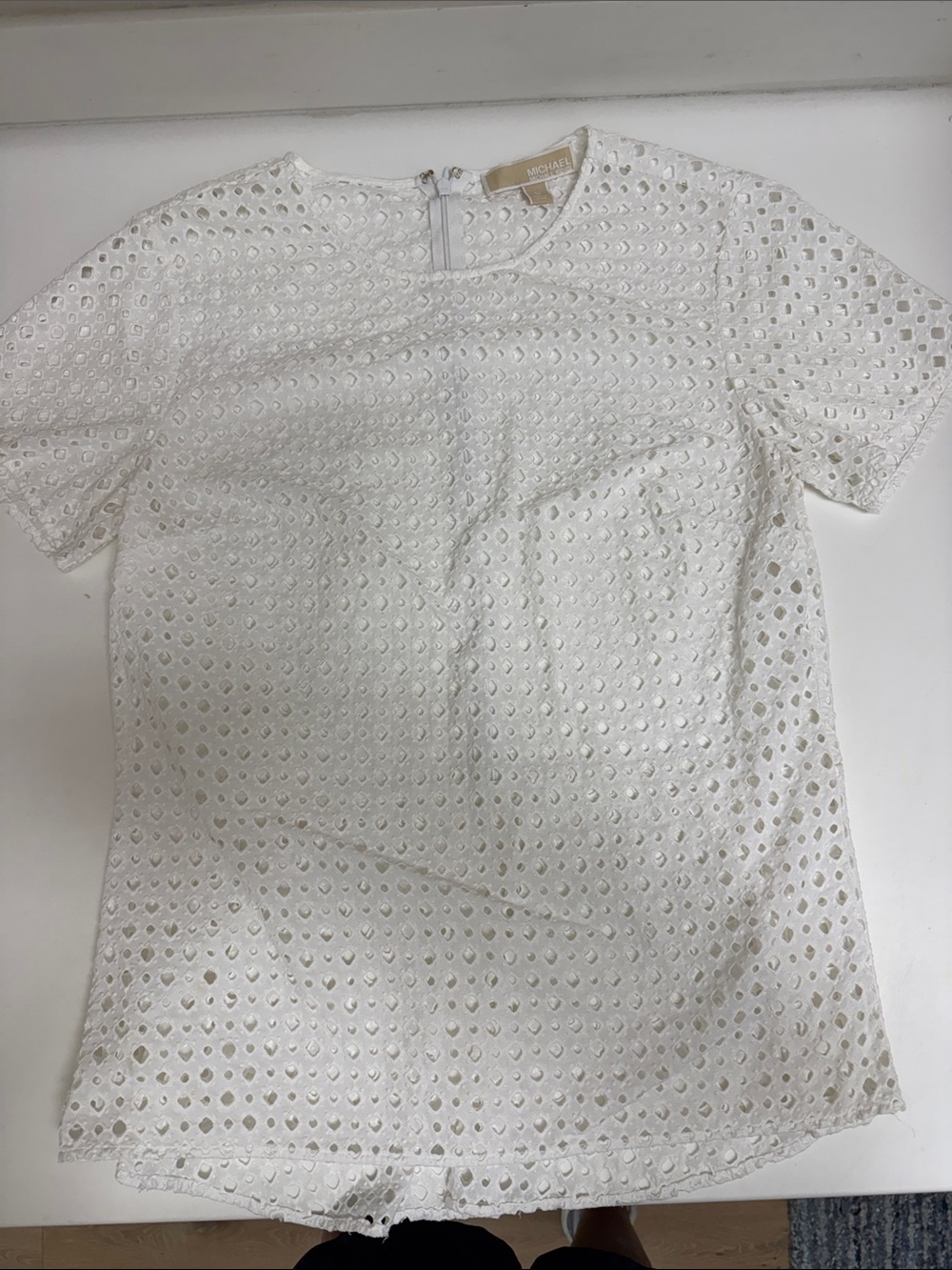 MICHAEL Michael Kors White Eyelet Short Sleeve Blouse